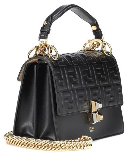 fendi black kan i small leather shoulder bag replica